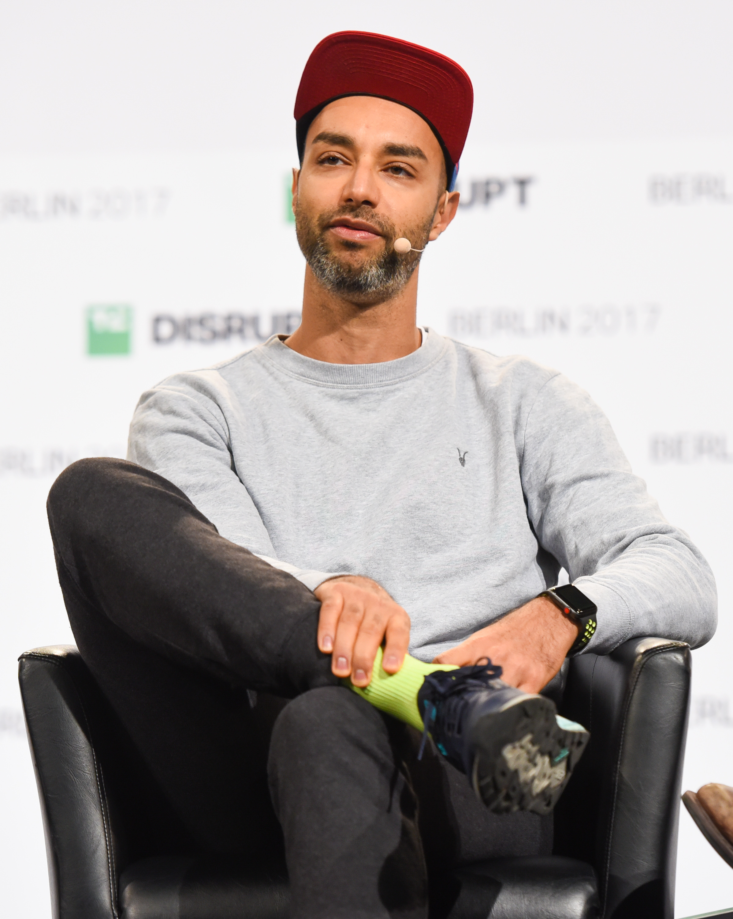 Ijad Madisch speaking at TechCrunch Disrupt Berlin in December 2017