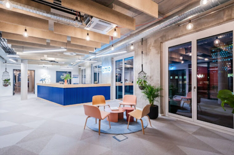 An Omio office with shared workspaces and meeting rooms