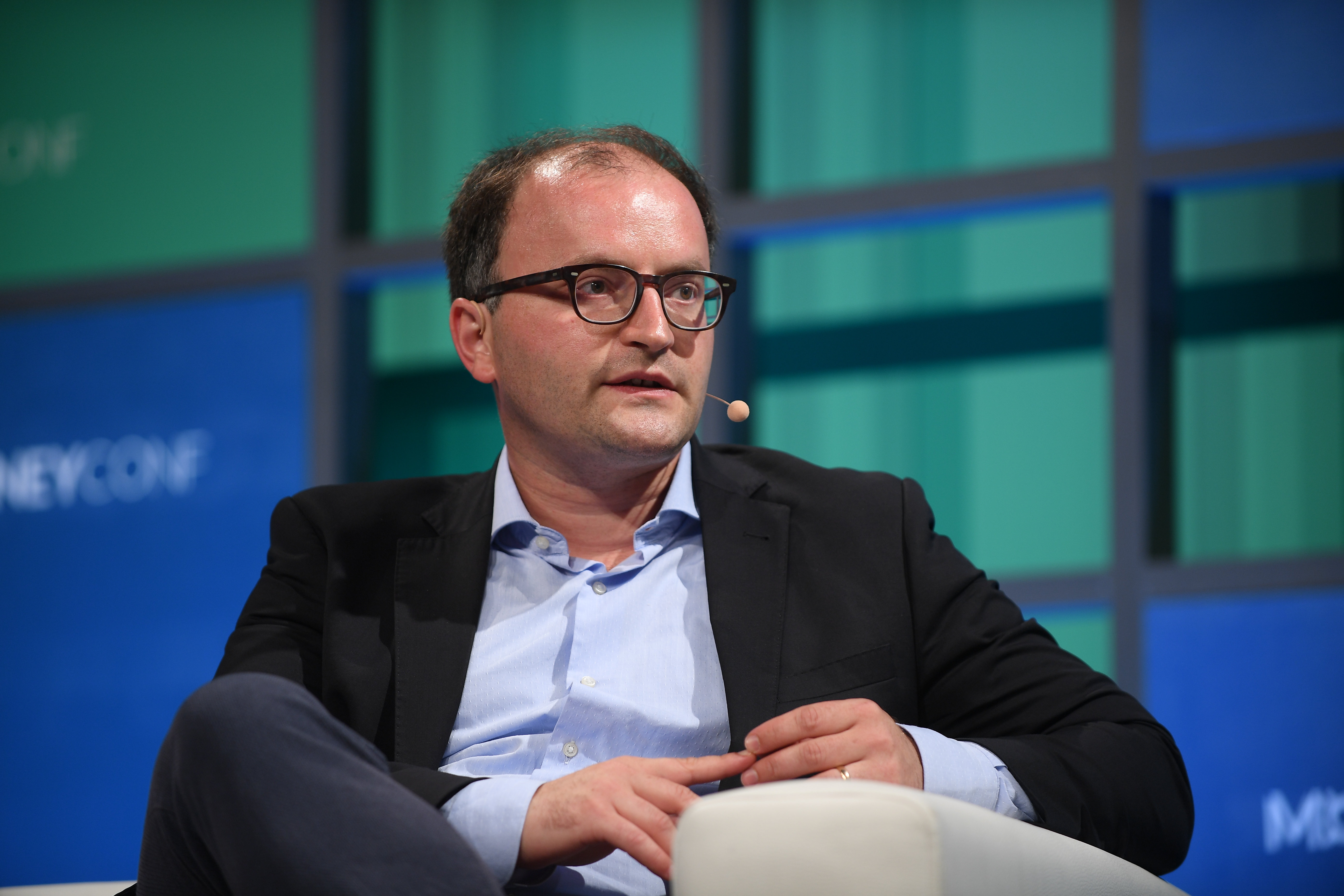 Tamaz Georgadze, Raisin co-founder, speaking alone onstage at MoneyConf in Dublin on 13 June 2018